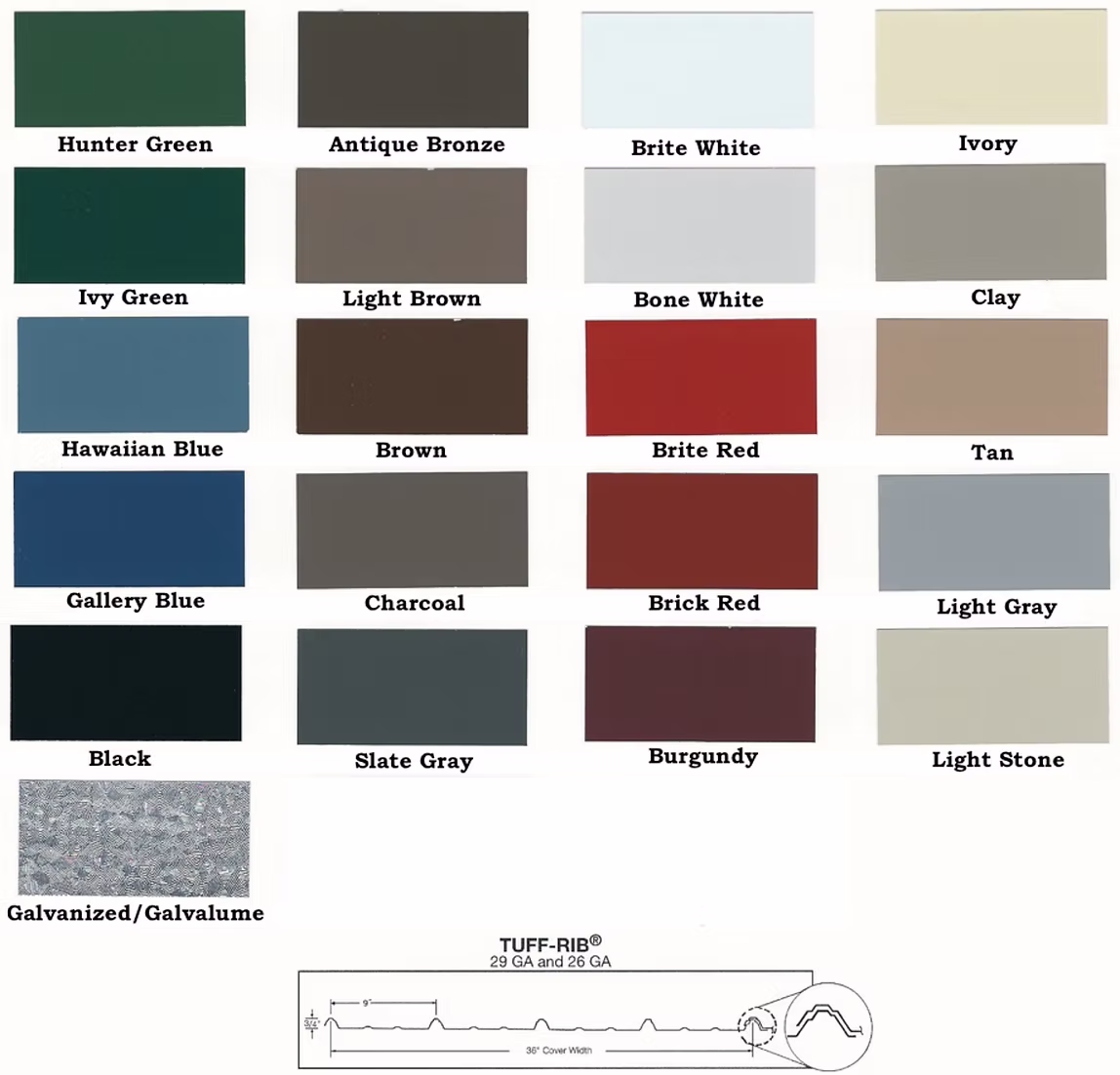 Superior Metal Structures Color Chart